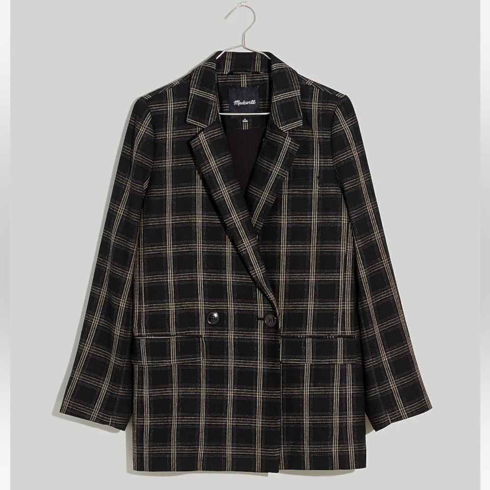 Madewell The Caldwell Double-Breasted Blazer in Seaton Plaid